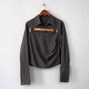 unbranded gray pinstriped officecore two piece mini skirt set size medium